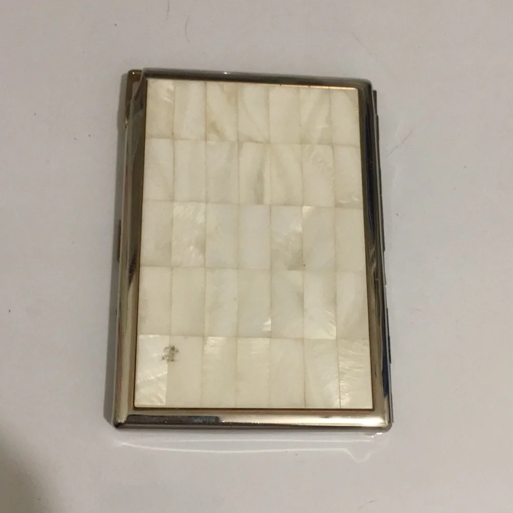 colibri lighter and cigarette case Colibri Lighter and Cigarette Case, Gold Tone w Mother of Pearl Setting, VTG